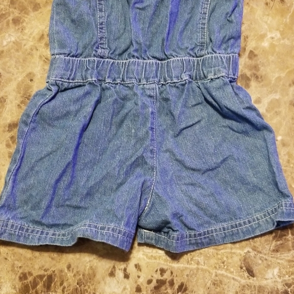 Size 3T light Jean Romper with white lace - Picture 7 of 7